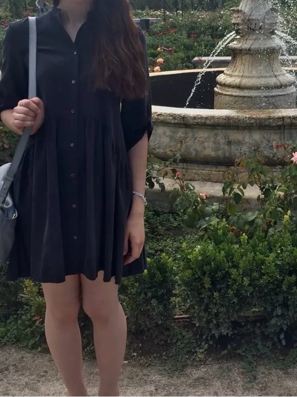 Zara Black Button-Front Shirt Dress